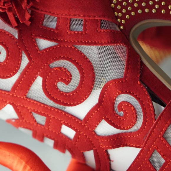 LILIANA RED PLATFORM STILETTO HEEL  w Tassle SZ. 8 - Picture 5 of 7